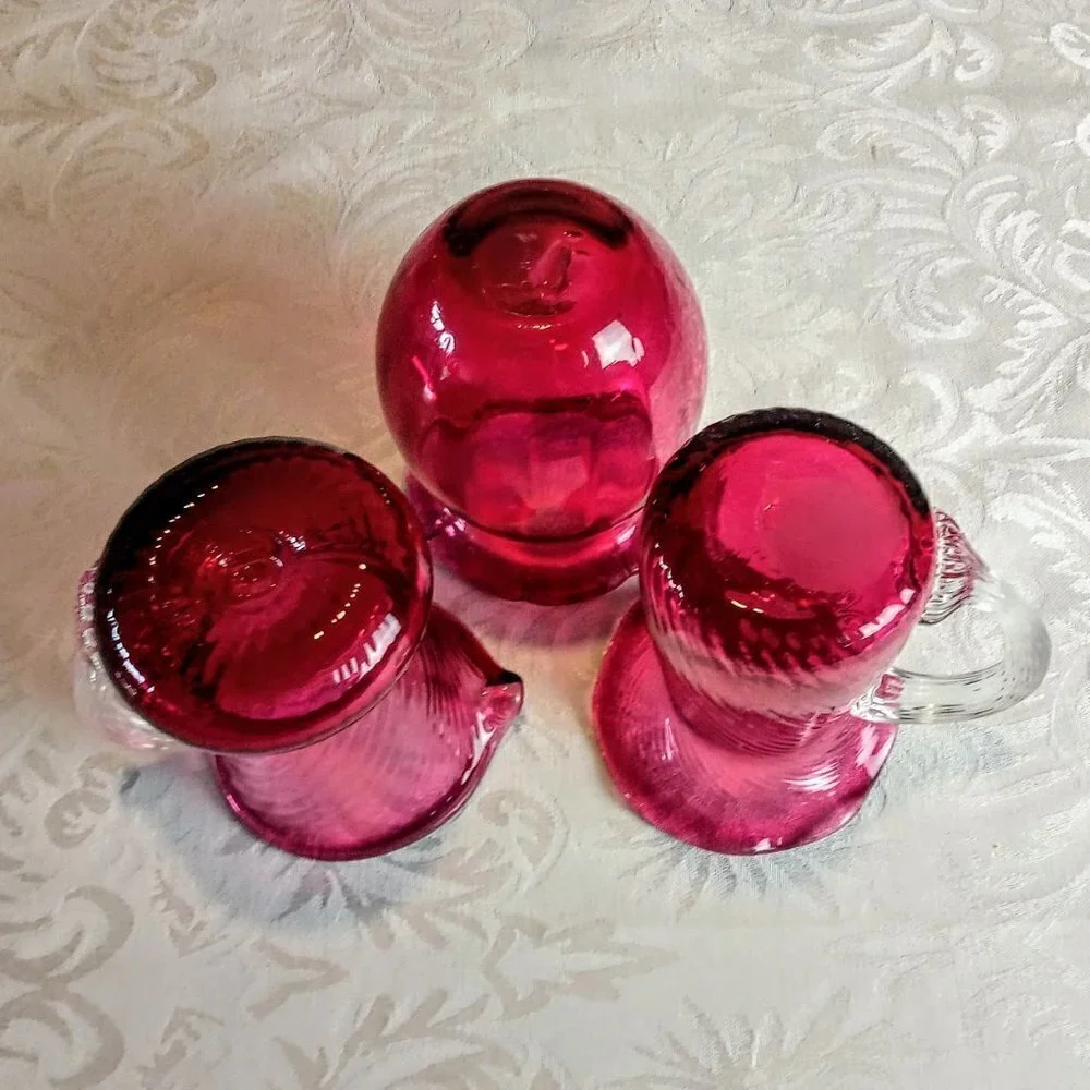 Vintage Pilgrim Glass Cranberry 3-Pc Collection